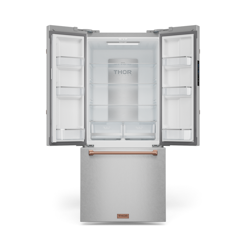THOR Kitchen - 30-inch Gordon Ramsay Series 17.5 cu ft French Door Counter Depth Refrigerator with Ice Maker in Stainless Steel/Rose Gold - RF3017FFD99-RSG - IMG2
