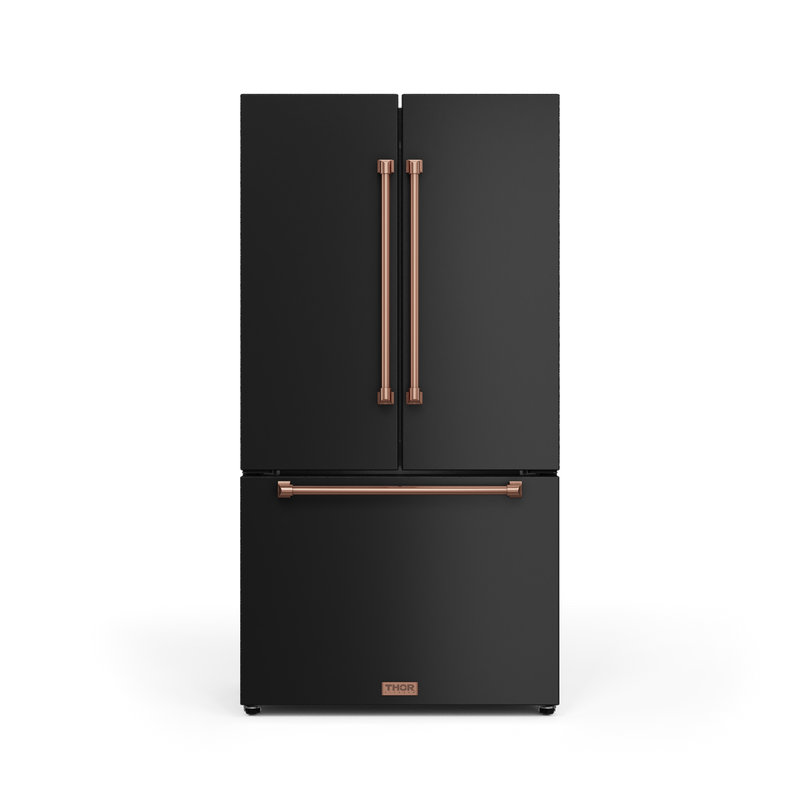 THOR Kitchen - 36-inch Gordon Ramsay Series 20.3 cu ft French Door Counter Depth Refrigerator with Ice Maker in Black/Rose Gold - RF3621CTD00-RSG - IMG1