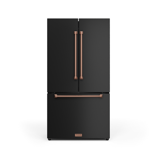 THOR Kitchen - 36-inch Gordon Ramsay Series 20.3 cu ft French Door Counter Depth Refrigerator with Ice Maker in Black/Rose Gold - RF3621CTD00-RSG - IMG1