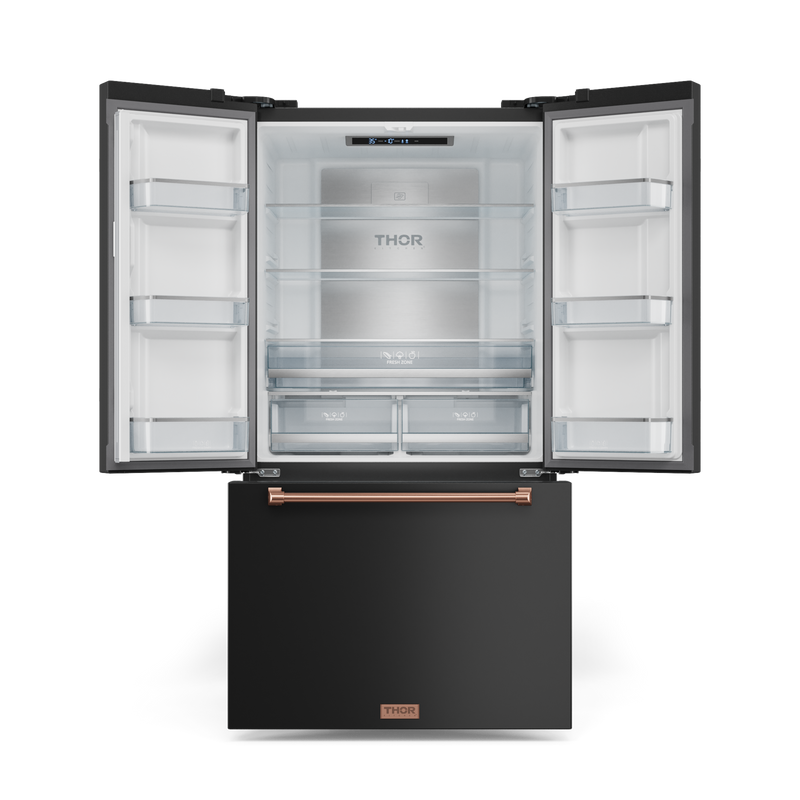 THOR Kitchen - 36-inch Gordon Ramsay Series 20.3 cu ft French Door Counter Depth Refrigerator with Ice Maker in Black/Rose Gold - RF3621CTD00-RSG - IMG2