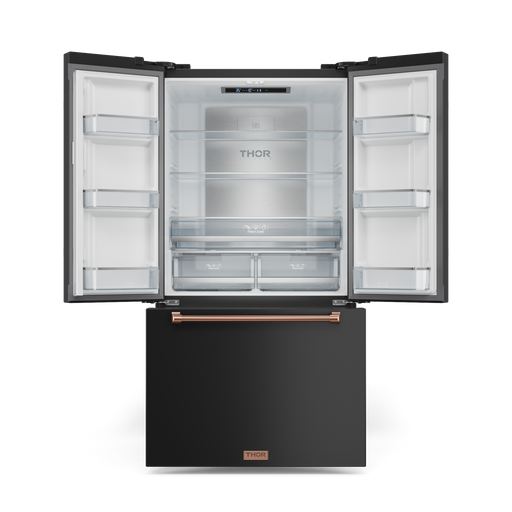 THOR Kitchen - 36-inch Gordon Ramsay Series 20.3 cu ft French Door Counter Depth Refrigerator with Ice Maker in Black/Rose Gold - RF3621CTD00-RSG - IMG2