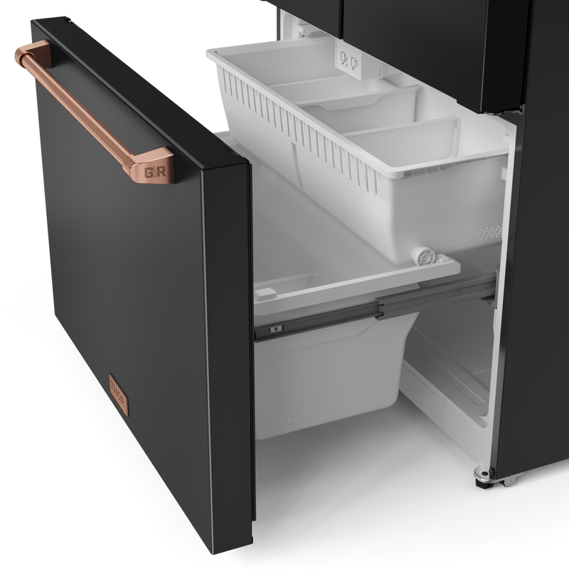 THOR Kitchen - 36-inch Gordon Ramsay Series 20.3 cu ft French Door Counter Depth Refrigerator with Ice Maker in Black/Rose Gold - RF3621CTD00-RSG - IMG5