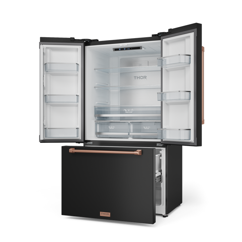 THOR Kitchen - 36-inch Gordon Ramsay Series 20.3 cu ft French Door Counter Depth Refrigerator with Ice Maker in Black/Rose Gold - RF3621CTD00-RSG - IMG3
