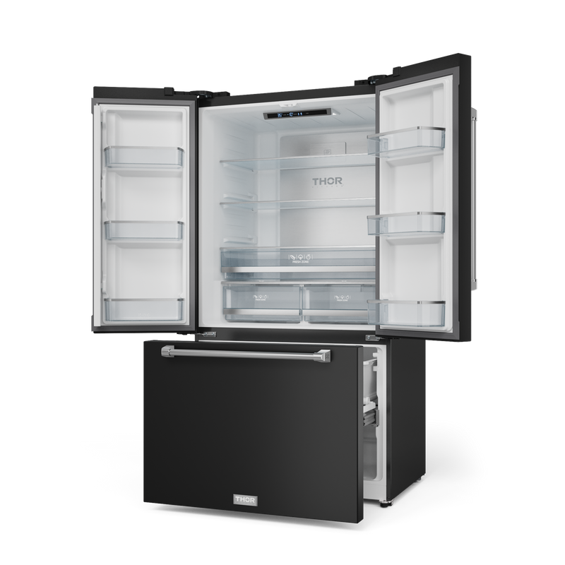 THOR Kitchen - 36-inch Gordon Ramsay Series 20.3 cu ft French Door Counter Depth Refrigerator with Ice Maker in Black/Stainless Steel - RF3621CTD00-SS - IMG3