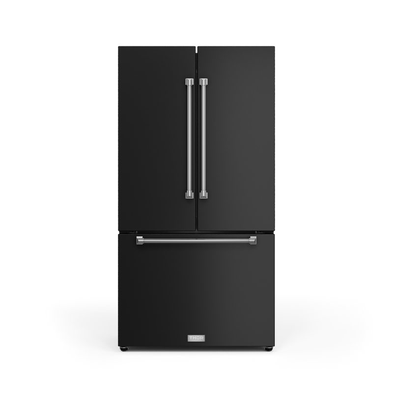 THOR Kitchen - 36-inch Gordon Ramsay Series 20.3 cu ft French Door Counter Depth Refrigerator with Ice Maker in Black/Stainless Steel - RF3621CTD00-SS - IMG1