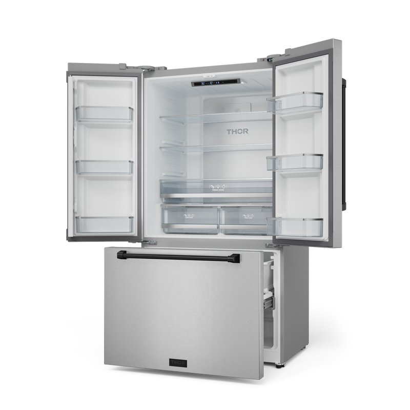 THOR Kitchen - 36-inch Gordon Ramsay Series 20.3 cu ft French Door Counter Depth Refrigerator with Ice Maker in Stainless Steel/Black - RF3621CTD99-BLK - IMG3