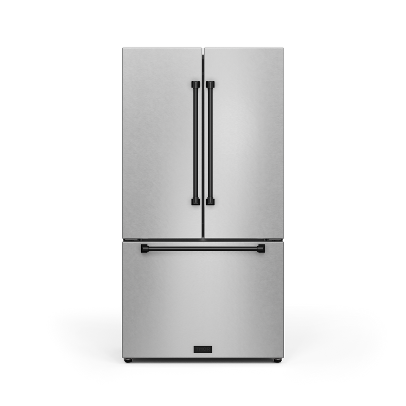 THOR Kitchen - 36-inch Gordon Ramsay Series 20.3 cu ft French Door Counter Depth Refrigerator with Ice Maker in Stainless Steel/Black - RF3621CTD99-BLK - IMG1