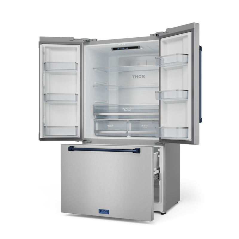 THOR Kitchen - 36-inch Gordon Ramsay Series 20.3 cu ft French Door Counter Depth Refrigerator with Ice Maker in Stainless Steel/Navy Blue - RF3621CTD99-BLU - IMG2