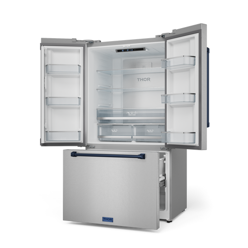 THOR Kitchen - 36-inch Gordon Ramsay Series 20.3 cu ft French Door Counter Depth Refrigerator with Ice Maker in Stainless Steel/Navy Blue - RF3621CTD99-BLU - IMG2