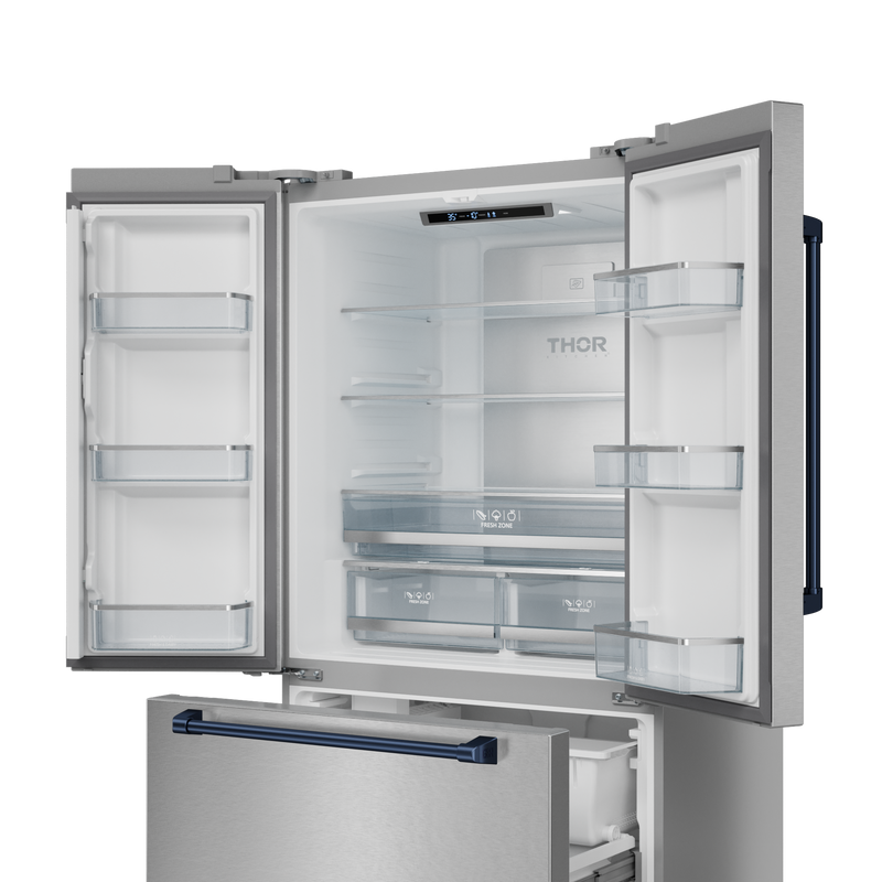 THOR Kitchen - 36-inch Gordon Ramsay Series 20.3 cu ft French Door Counter Depth Refrigerator with Ice Maker in Stainless Steel/Navy Blue - RF3621CTD99-BLU - IMG3