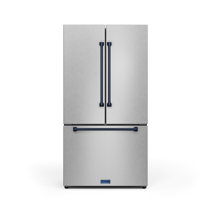 THOR Kitchen - 36-inch Gordon Ramsay Series 20.3 cu ft French Door Counter Depth Refrigerator with Ice Maker in Stainless Steel/Navy Blue - RF3621CTD99-BLU - IMG1