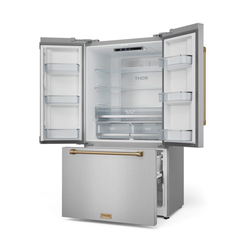 THOR Kitchen - 36-inch Gordon Ramsay Series 20.3 cu ft French Door Counter Depth Refrigerator with Ice Maker in Stainless Steel/Bronze - RF3621CTD99-BRZ - IMG3