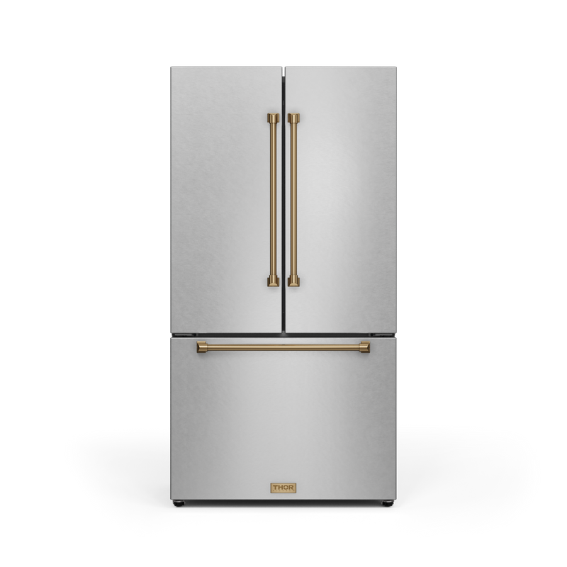 THOR Kitchen - 36-inch Gordon Ramsay Series 20.3 cu ft French Door Counter Depth Refrigerator with Ice Maker in Stainless Steel/Bronze - RF3621CTD99-BRZ - IMG1