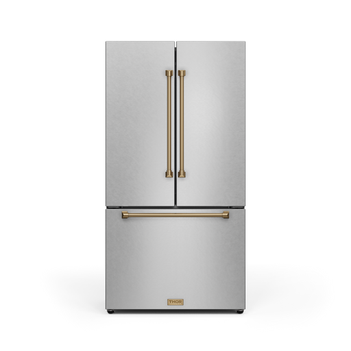 THOR Kitchen - 36-inch Gordon Ramsay Series 20.3 cu ft French Door Counter Depth Refrigerator with Ice Maker in Stainless Steel/Bronze - RF3621CTD99-BRZ - IMG1