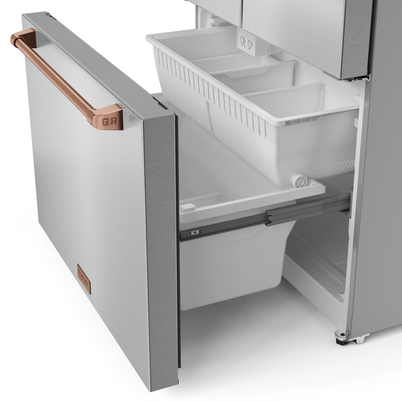 THOR Kitchen - 36-inch Gordon Ramsay Series 20.3 cu ft French Door Counter Depth Refrigerator with Ice Maker in Stainless Steel/Rose Gold - RF3621CTD99-RSG - IMG5