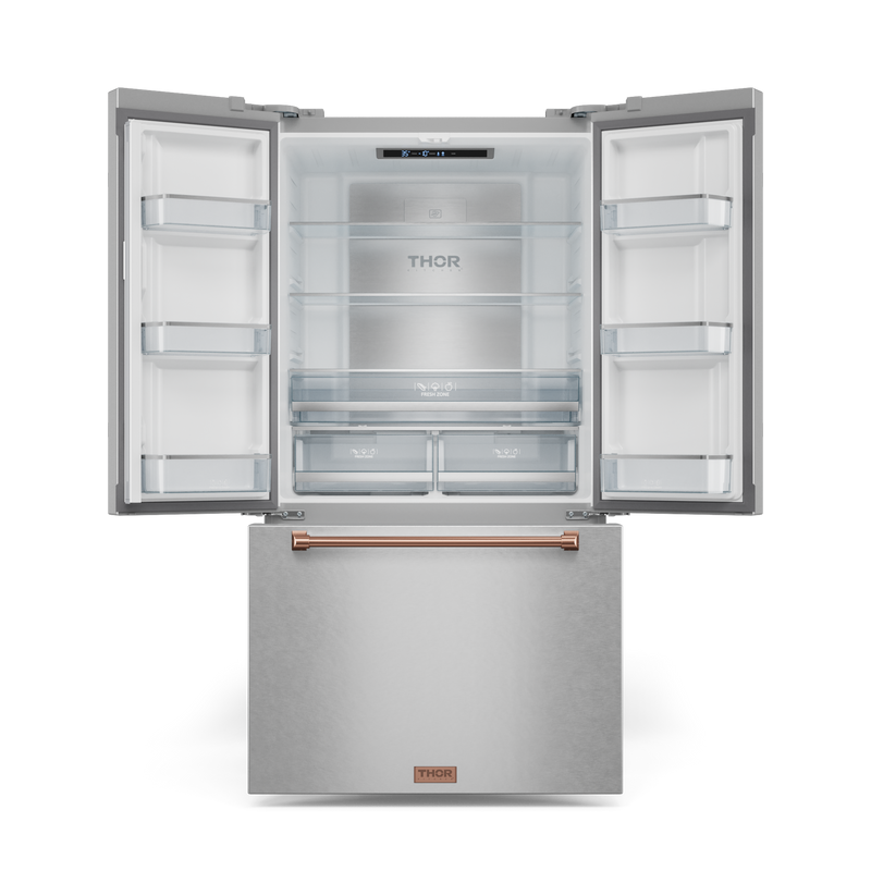 THOR Kitchen - 36-inch Gordon Ramsay Series 20.3 cu ft French Door Counter Depth Refrigerator with Ice Maker in Stainless Steel/Rose Gold - RF3621CTD99-RSG - IMG2