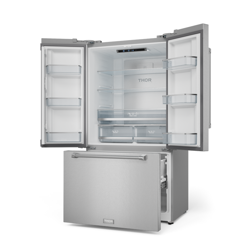 THOR Kitchen - 36-inch Gordon Ramsay Series 20.3 cu ft French Door Counter Depth Refrigerator with Ice Maker in Stainless Steel - RF3621CTD99 - IMG3