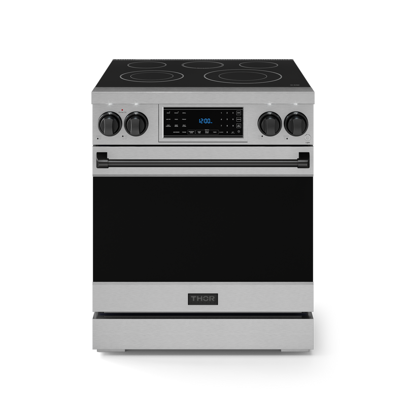 THOR Kitchen - 30-inch Gordon Ramsay Series Professional Electric Range with Tilt Panel Touch Control in Stainless Steel/Black - RSE30-BLK - IMG1