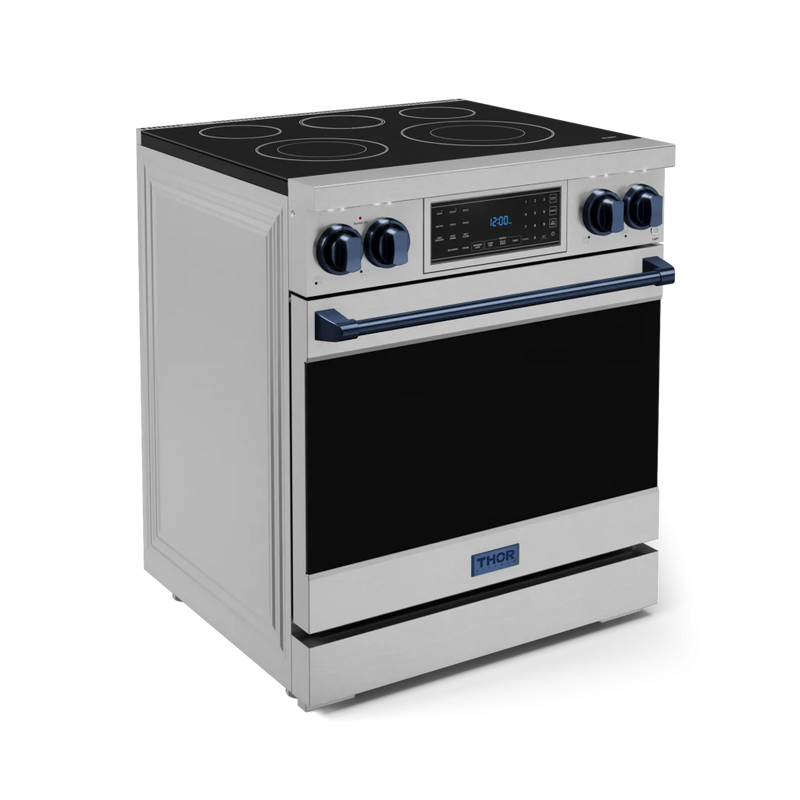 THOR Kitchen - 30-inch Gordon Ramsay Series Professional Electric Range with Tilt Panel Touch Control in Stainless Steel/Navy Blue - RSE30-BLU - IMG6