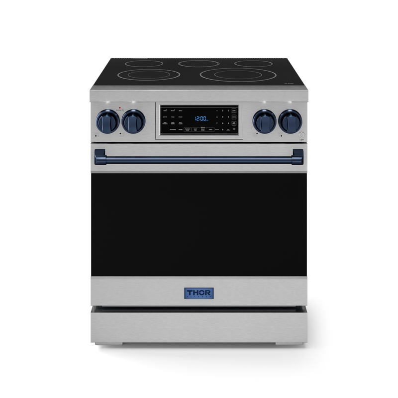 THOR Kitchen - 30-inch Gordon Ramsay Series Professional Electric Range with Tilt Panel Touch Control in Stainless Steel/Navy Blue - RSE30-BLU - IMG1