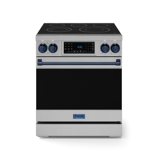THOR Kitchen - 30-inch Gordon Ramsay Series Professional Electric Range with Tilt Panel Touch Control in Stainless Steel/Navy Blue - RSE30-BLU - IMG1