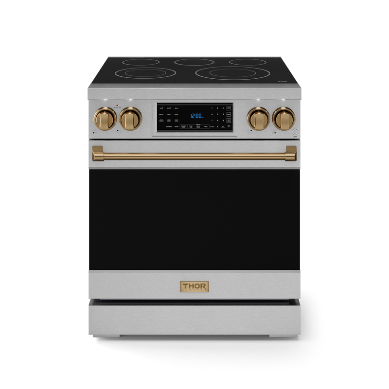 THOR Kitchen - 30-inch Gordon Ramsay Series Professional Electric Range with Tilt Panel Touch Control in Stainless Steel/Bronze - RSE30-BRZ - IMG1