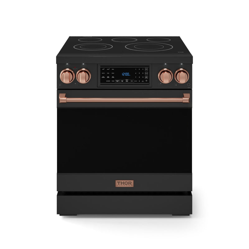 THOR Kitchen - 30-inch Gordon Ramsay Series Professional Electric Range with Tilt Panel Touch Control in Black/Rose Gold - RSE30B-RSG - IMG1