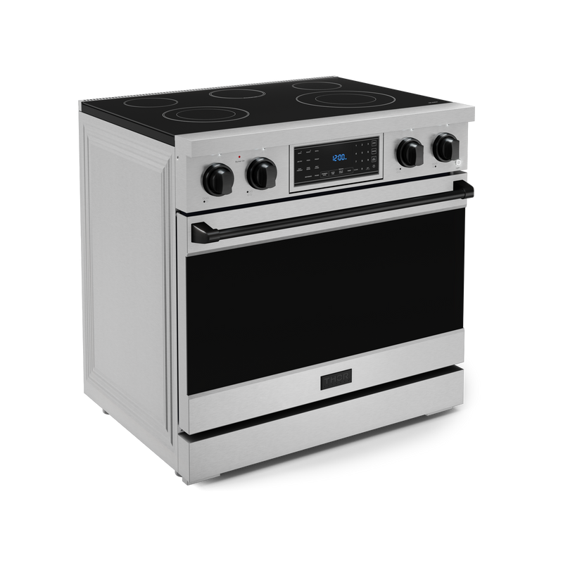 THOR Kitchen - 36-inch Gordon Ramsay Series Professional Electric Range with Tilt Panel Touch Control in Stainless Steel/Black - RSE36-BLK - IMG3