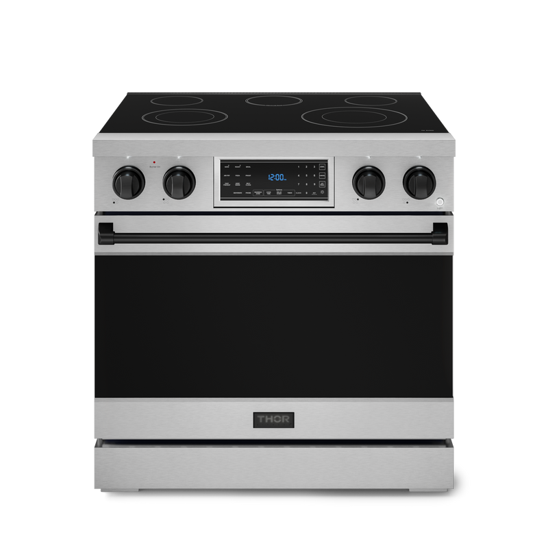 THOR Kitchen - 36-inch Gordon Ramsay Series Professional Electric Range with Tilt Panel Touch Control in Stainless Steel/Black - RSE36-BLK - IMG1