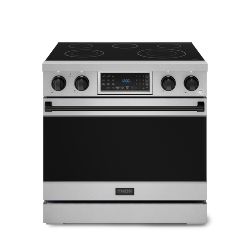 THOR Kitchen - 36-inch Gordon Ramsay Series Professional Electric Range with Tilt Panel Touch Control in Stainless Steel/Black - RSE36-BLK - IMG1