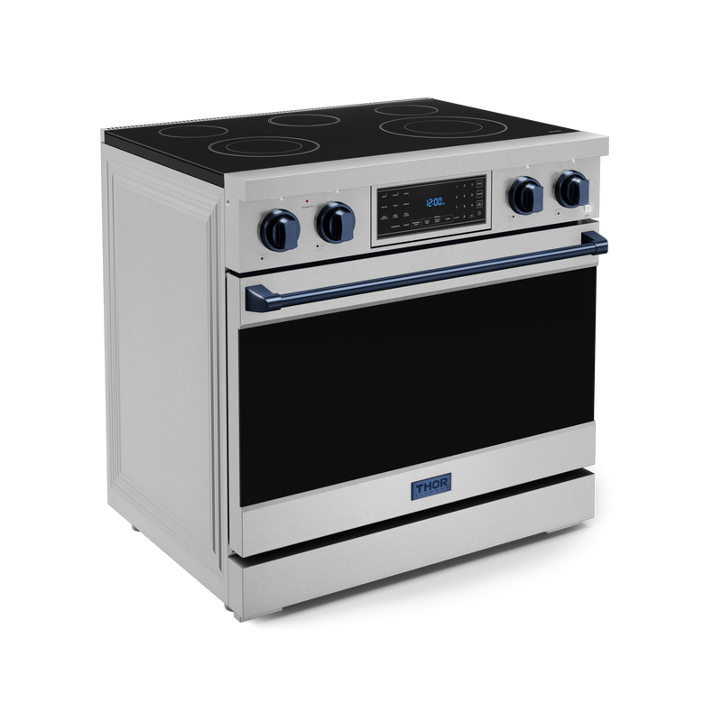 THOR Kitchen - 36-inch Gordon Ramsay Series Professional Electric Range with Tilt Panel Touch Control in Stainless Steel/Navy Blue - RSE36-BLU - IMG3