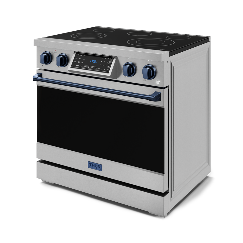 THOR Kitchen - 36-inch Gordon Ramsay Series Professional Electric Range with Tilt Panel Touch Control in Stainless Steel/Navy Blue - RSE36-BLU - IMG4
