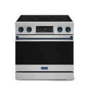 THOR Kitchen - 36-inch Gordon Ramsay Series Professional Electric Range with Tilt Panel Touch Control in Stainless Steel/Navy Blue - RSE36-BLU - IMG1