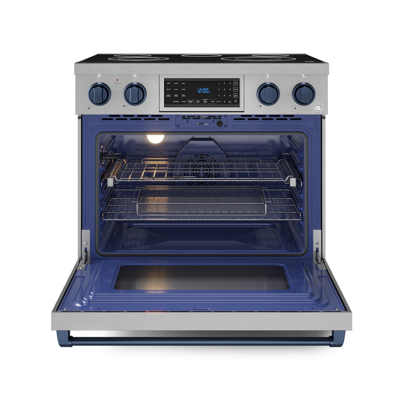 THOR Kitchen - 36-inch Gordon Ramsay Series Professional Electric Range with Tilt Panel Touch Control in Stainless Steel/Navy Blue - RSE36-BLU - IMG2