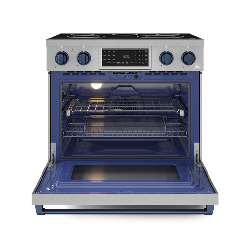 THOR Kitchen - 36-inch Gordon Ramsay Series Professional Electric Range with Tilt Panel Touch Control in Stainless Steel/Navy Blue - RSE36-BLU - IMG2