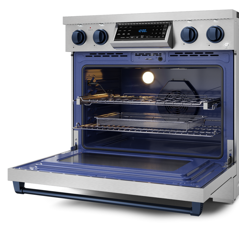 THOR Kitchen - 36-inch Gordon Ramsay Series Professional Electric Range with Tilt Panel Touch Control in Stainless Steel/Navy Blue - RSE36-BLU - IMG5