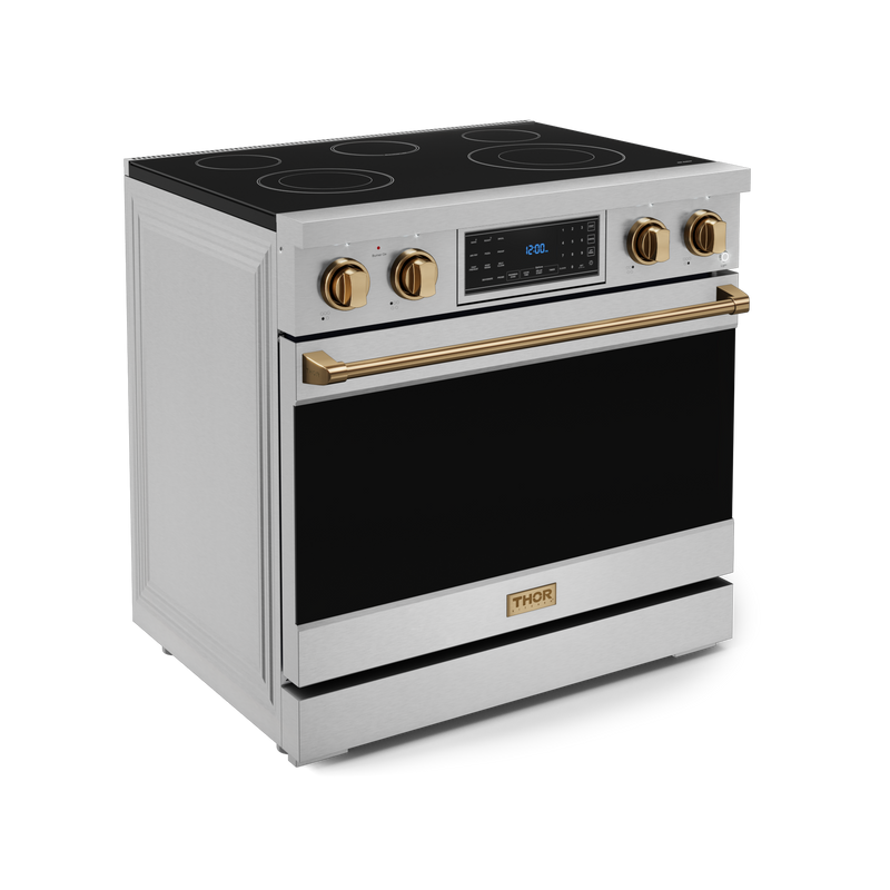 THOR Kitchen - 36-inch Gordon Ramsay Series Professional Electric Range with Tilt Panel Touch Control in Stainless Steel/Bronze - RSE36-BRZ - IMG3