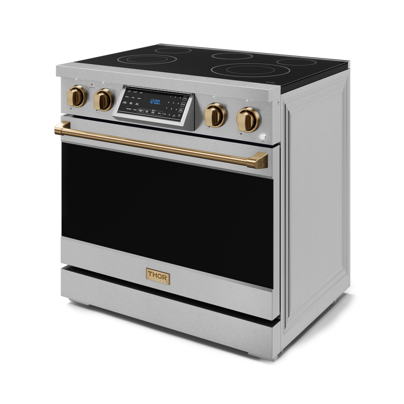 THOR Kitchen - 36-inch Gordon Ramsay Series Professional Electric Range with Tilt Panel Touch Control in Stainless Steel/Bronze - RSE36-BRZ - IMG4