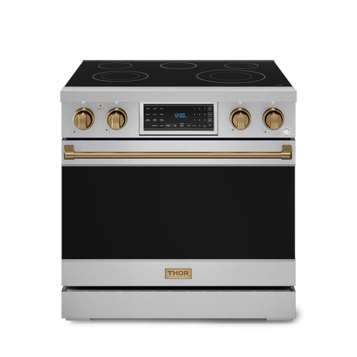 THOR Kitchen - 36-inch Gordon Ramsay Series Professional Electric Range with Tilt Panel Touch Control in Stainless Steel/Bronze - RSE36-BRZ - IMG1