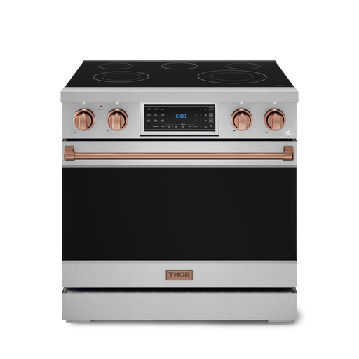 THOR Kitchen - 36-inch Gordon Ramsay Series Professional Electric Range with Tilt Panel Touch Control in Stainless Steel/Rose Gold - RSE36-RSG - IMG1