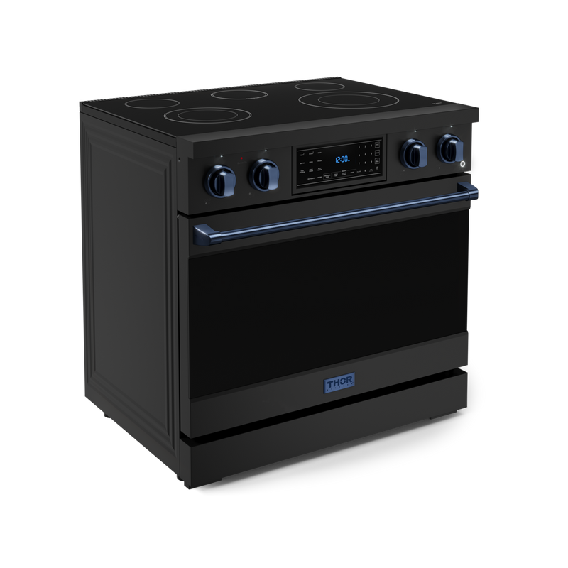 THOR Kitchen - 36-inch Gordon Ramsay Series Professional Electric Range with Tilt Panel Touch Control in Black/Navy Blue - RSE36B-BLU - IMG3