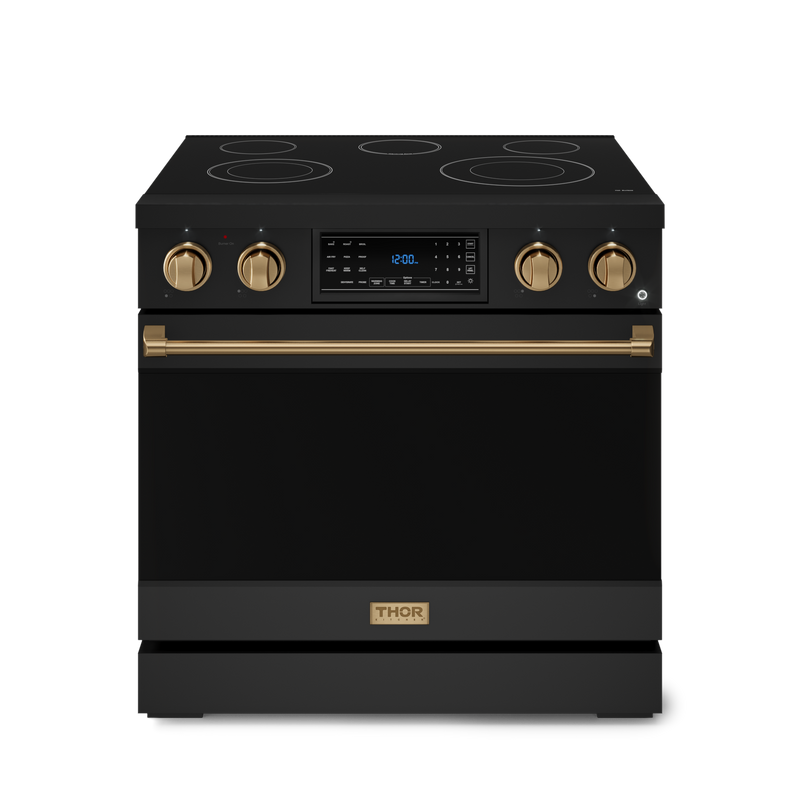 THOR Kitchen - 36-inch Gordon Ramsay Series Professional Electric Range with Tilt Panel Touch Control in Black/Bronze - RSE36B-BRZ - IMG1