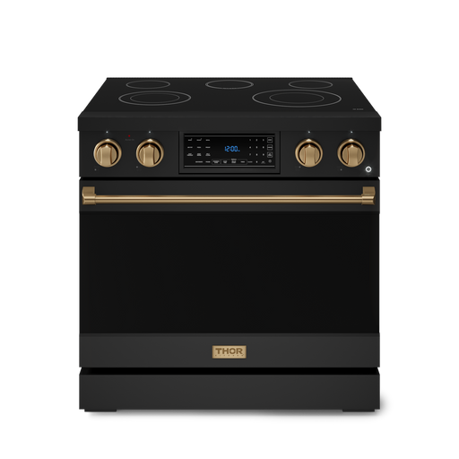THOR Kitchen - 36-inch Gordon Ramsay Series Professional Electric Range with Tilt Panel Touch Control in Black/Bronze - RSE36B-BRZ - IMG1