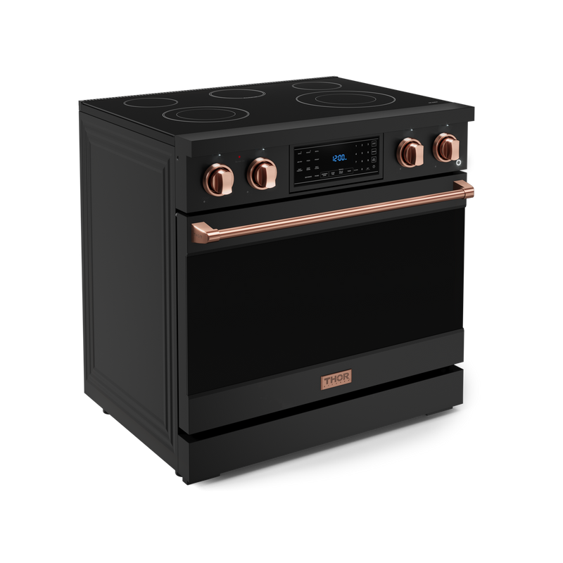 THOR Kitchen - 36-inch Gordon Ramsay Series Professional Electric Range with Tilt Panel Touch Control in Black/Rose Gold - RSE36B-RSG - IMG3