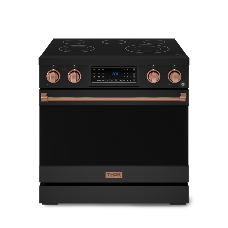 THOR Kitchen - 36-inch Gordon Ramsay Series Professional Electric Range with Tilt Panel Touch Control in Black/Rose Gold - RSE36B-RSG - IMG1