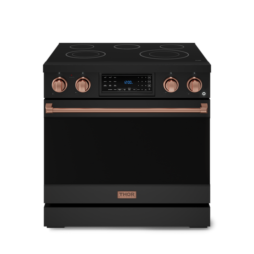 THOR Kitchen - 36-inch Gordon Ramsay Series Professional Electric Range with Tilt Panel Touch Control in Black/Rose Gold - RSE36B-RSG - IMG1