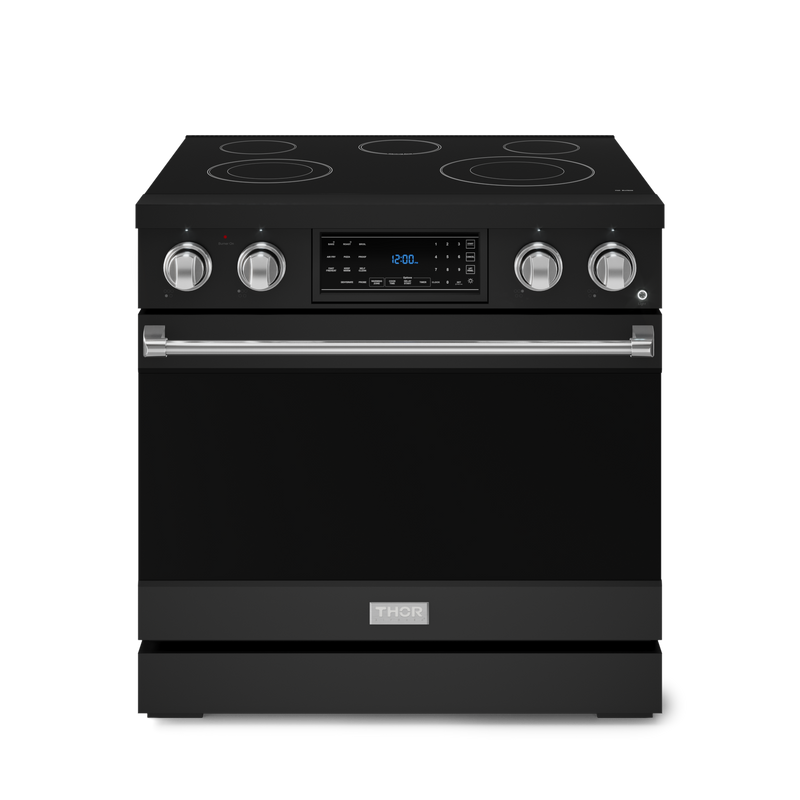THOR Kitchen - 36-inch Gordon Ramsay Series Professional Electric Range with Tilt Panel Touch Control in Black/Stainless Steel - RSE36B-SS - IMG1