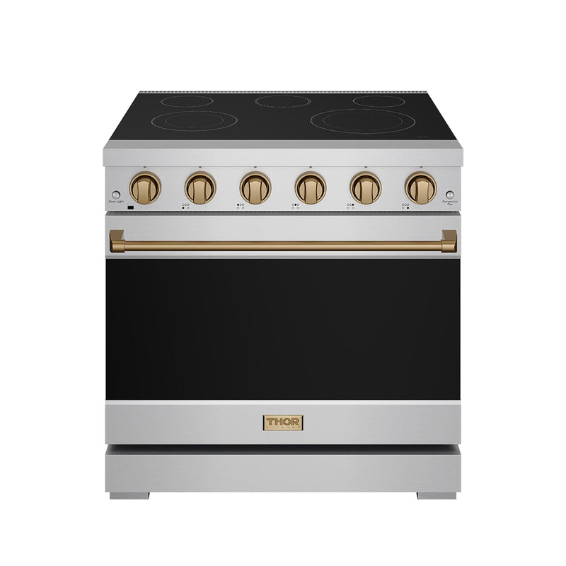 THOR Kitchen - 36-inch Gordon Ramsay Series Professional Electric Range in Stainless Steel/Bronze - RSE36P-BRZ - IMG1