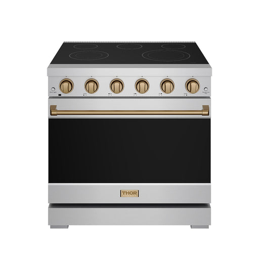 THOR Kitchen - 36-inch Gordon Ramsay Series Professional Electric Range in Stainless Steel/Bronze - RSE36P-BRZ - IMG1