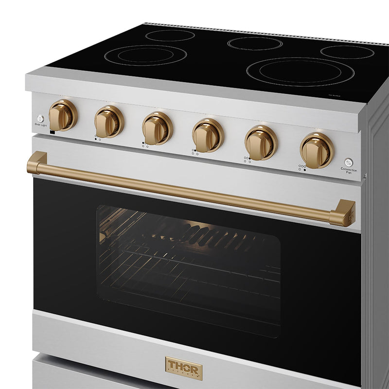 THOR Kitchen - 36-inch Gordon Ramsay Series Professional Electric Range in Stainless Steel/Bronze - RSE36P-BRZ - IMG6